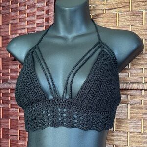 Elegant Black Crochet Bralette